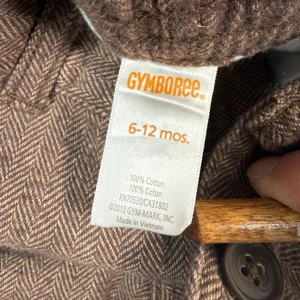 GYMBOREE‎ Baby Brown Herringbone Woven Pants 6-12 Months Classic Tailored Style